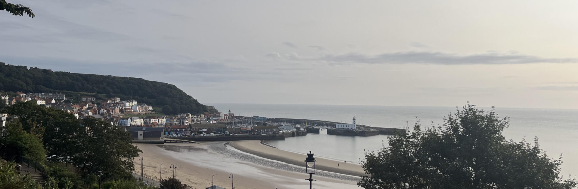 View of Scarborough's South Bay in autumn with low sun